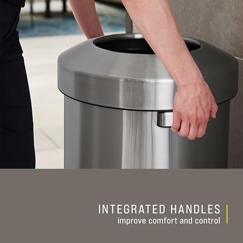 Image of Rubbermaid Commercial Products Refine Decorative Container, 23 Gallon, Round Stainless Steel Trash Can, Indoor for Hotel Lobbies /Conference Rooms /Airports