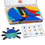 LiKee Open Ended Wooden Shape Puzzles with 36 Blocks and 60 Pattern Shapes for Toddlers 3+ Years Old, Montessori Toys Preschool Education Activity for Kids 4-8 Yrs