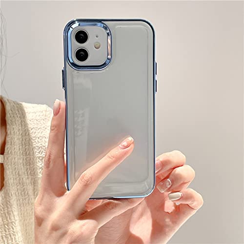 Coque iPhone 12 transparente avec pare-chocs en silicone souple bleu