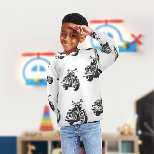 JUNZAN Motorcycles White Kids Girls Sweatshirts Hoodies Fleece Boys Sweat Shirt Athletic 4T4
