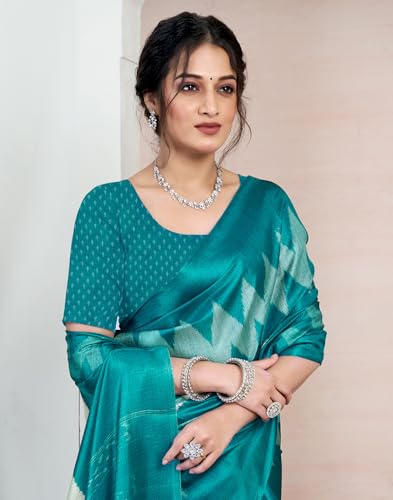 Image of SIRIL Women's Cotton Printed Saree With Unstitched Blouse Piece