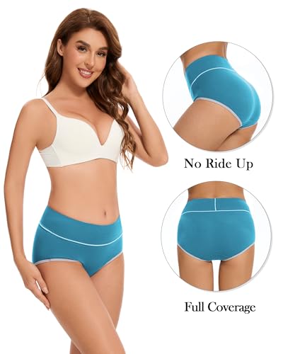 Migbean Womens Underwear Cotton Panties for Women Pack Tummy Control Plus Size Underwears Briefs 2/52