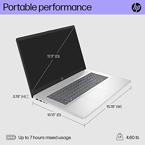 Image of HP 17 inch Laptop, HD+ Display, 12th Generation Intel Core i5-1235U, 8 GB RAM, 512 GB SSD, Intel Iris Xe Graphics, Windows 11 Home, 17-cn2099nr (2023)