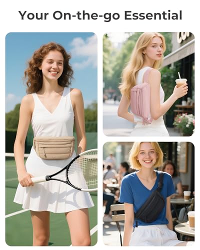 Sac banane rose bébé à fermeture éclair bidirectionnelle et design bouffant