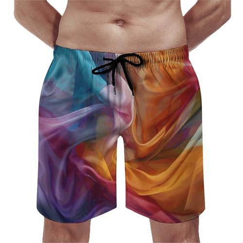 Men's Swim Trunks Quick Dry Board Shorts with Pockets Beach Shorts Hand Painted Silk Bathing Suits for Men