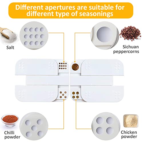 Image of 4-in-1 Portable Seasoning Containers for Camping Picnics Travel, 2 Packs | 4 Sizes of Holes, Salt and Pepper Spice Shakers, for BBQ, Travel, Camping
