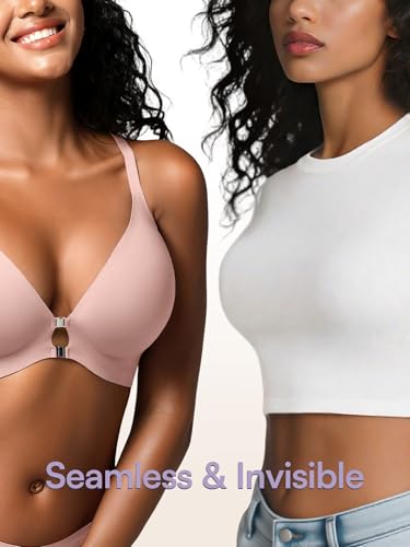 Image of Racerback Bras with Metal Magnetic Front Closure - S-XL Wireless for Women No Underwire Seamless Supportive Bralettes