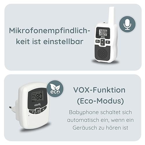 Alecto Baby DBX-80 - Babyphone mit Reichweite von bis zu 3.000 Metern - Weiß/Anthrazit