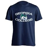 Sport Your Gear Georgia College GCSU Bobcats Arch Mascot Logo Short Sleeve T-Shirt, Navy, Large