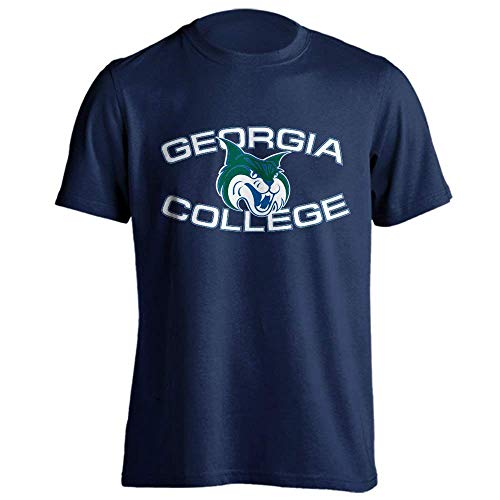 Sport Your Gear Georgia College GCSU Bobcats Arch Mascot Logo Short Sleeve T-Shirt, Navy, Large