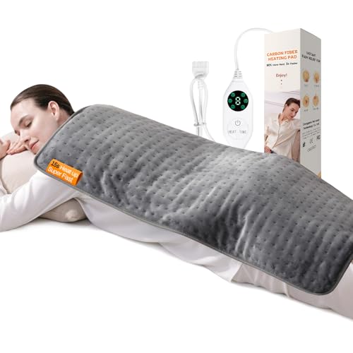 High-Heat Boost & Rapid Heat Up XL Heating Pad 40x20 for Back/Neck/Shoulder Pain Relief Full Body Electric Pad for Period Cramps/Sore Muscles Deep Moist Heat (Summer Night Grey 40x20)