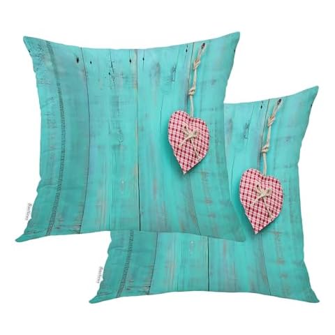BaoNews Turquoise Heart Decorative Pillow Covers Cover
