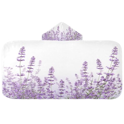 Nesatuwa Hooded Towel for Kids,Lavender Flowers Kids Beach Bath Towels Soft Absorbent Quick Dry Poncho Towel for Girls Boys