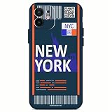 Movilshop Funda Silicona Suave [ iPhone 12 ] Azul [ Billete: Nueva York ] Carcasa Liquida Case Antigolpes
