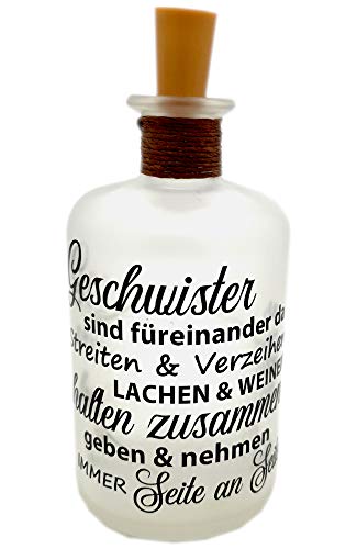 Preisvergleich Produktbild LED-Leuchtflasche Geschwister Flaschenlicht Geschenk Schwester Bruder Geschenkidee