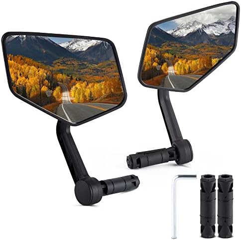 New Bar End Bike Mirror, APLSTOW HD Automotive Grade Glass Lens E-Bike Mirrors, Scratch Resistant, Safe Bicycle Rearview Mirrors (A Pair)