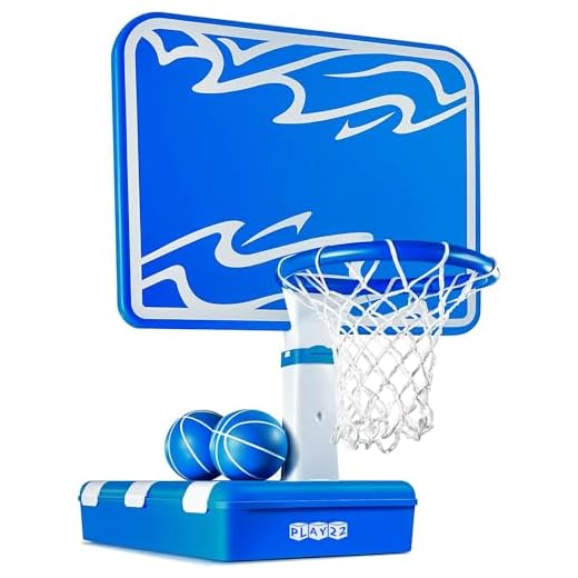 Play22 Swimming Pool Basketball Hoop - 4 Adjustable Height - Revolutionary Base and Storage System, Large Backboard 33"x 54", Pool Toys Basketball Game, Includes 2 Balls and Pump