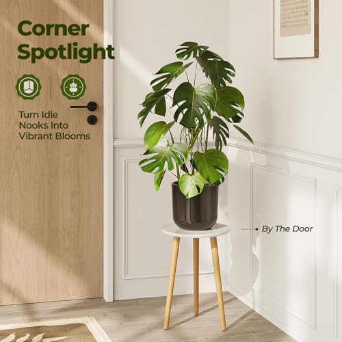 Bamworld Blumenständer Hoch – Moderner Beistelltisch & Pflanzenständer aus Holz, Rundes Design für Wohnzimmer & Balkon Deko