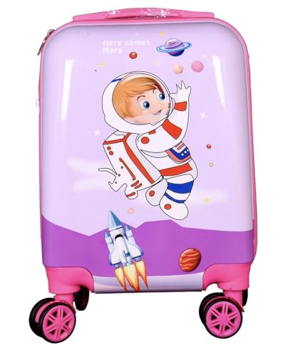Image of ADSON Abs Kids Trolley 360 Rotating Luggage 360 Degree Wheels Non-Breakable 20 Inch Kids Hardsided Suitcase with 4 Wheels, 360 Degree Wheel Travel Trolley Bag (Purple Space Astronaut)