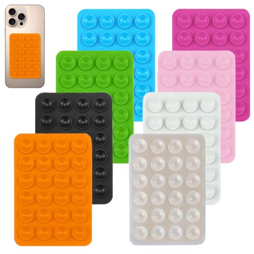 Image of 8Pack Silicone Suction Phone Case Mount, Multicolor Silicone Sticky Phone Grips, Universal Smartphone Mount, Non Slip Wall Glass Adhesive Phone Holder, Hands-Free Holder for Selfies and Videos