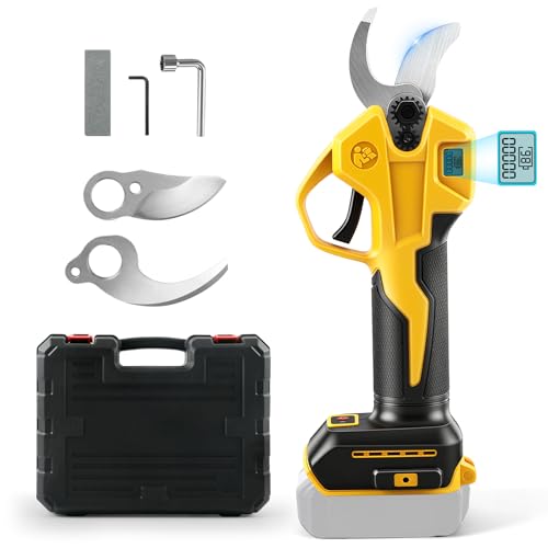 Tijeras de podar con batería profesional compatible con Dewalt, batería de 20 V, con pantalla LCD, diámetro máximo de corte para ramas, arbustos y troncos (sin batería)