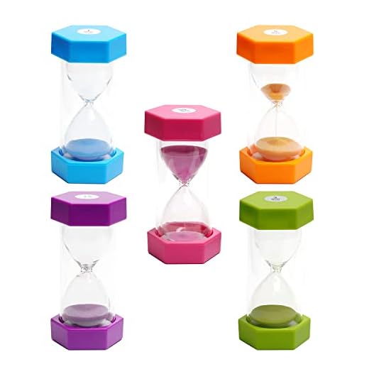 5 Pack Sand Timer Colorful Sandglass Timer Hourglass Set Sand Clock Timer Hourglass 1/3/5/10/30 Minutes for Games Classroom Kids Kitchen Office Deko