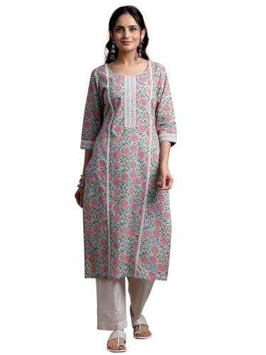Image of Libas Printed Cotton Straight Kurta for Women