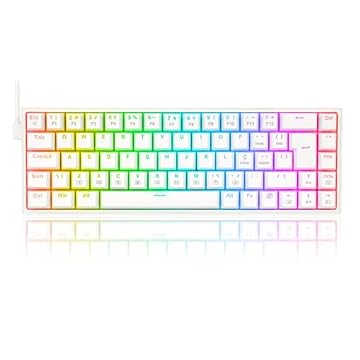 Teclado Mecânico Gamer Redragon Castor RGB K631W-RGB ABNT2 Switch Redragon Azul USB Removível, Branco - K631W-RGB (PT-BLUE)