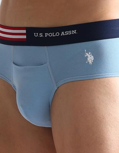 Image of U.S. Polo ASSN. Mens OEB06 Flag Waist Single Jersey Underwear Briefs - Pack of 2