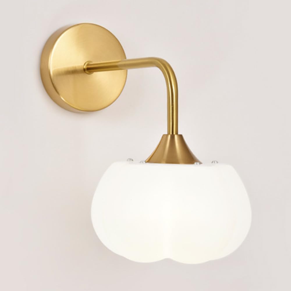 HUAYUSEDF Nordic Gold Wall Light with Acrylic Lampshade,G 9 Base Cream Bedroom Bedside Sconce,Aisle Bed Head Bathroom Living Stairs Metal Hardwired Mounted Lamp
