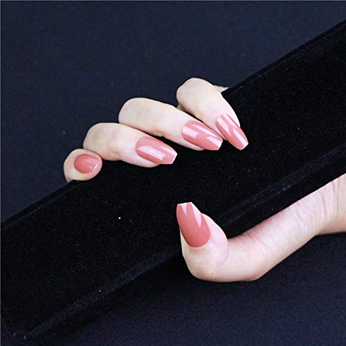 I.ME 24Pcs Ballerina Pure Color Matte Coffin Nails Full Cover Medium False Gel Nails Art Tips Sets (TJP309-Y24-B3)