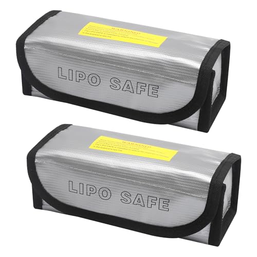 APOMOONS Lot de 2 Sac Lipo Anti-Explosion Sac Ignifuge Antidéflagrant Sac Batterie Lipo pour Chargement et Stockage de Protection Batterie Rangement Ignifuge Sécurité...