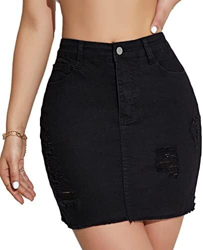 Jean Skirt for Women Stretch Casual High Waisted Denim Short Skirt Cute A Line Mini Pencil Skrit