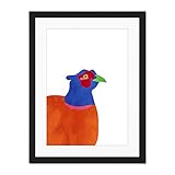 Wee Blue Coo Bright Pheasant Bird Hunt Scottish Colourful Large Art Print Poster Wall Decor 18x24 inch Supplied Ready To Hang With Included Mount Brackets