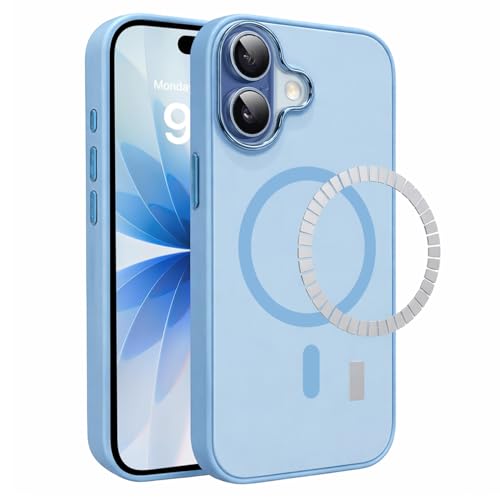 Image of Elzzi Magnetic Case for iPhone 17 Case Matte Hard PC + TPU Back Cover [Compatible with MagSafe] Anti-Scratch Phone Case (Off Blue)