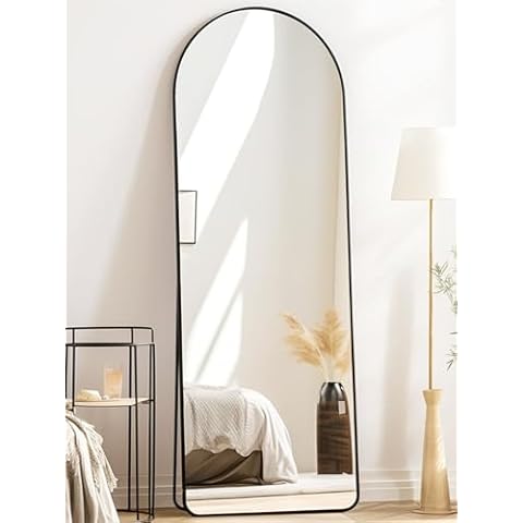Anpark Black Arched Mirror Full Length with Stand 21" x 64" Large Standing Floor Mirror Bedroom Leaning Wall Full Body Dressing Mirror Living Room Wall Mounted Hanging Mirror for Home Decor Cover