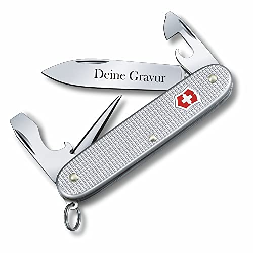 Taschenmesser Pioneer Alox mit Wunsch Gravur auf der Klinge I Geschenk für Männer Frauen I zum Geburtstag I Schweizer Taschenmesser personalisiert mit 8 Funktionen 0.8201.26