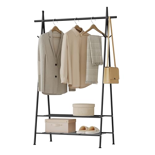 eSituro Kleiderständer Stabil mit Schuhablage Haken Garderobenständer mit...