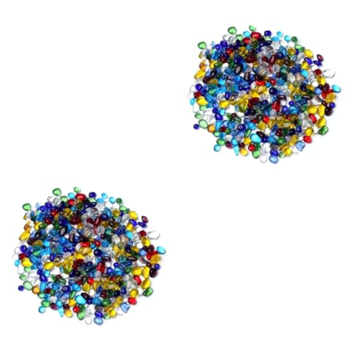 Cabilock 2pcs Glass Gravel Decor Fillers 3-5mm Glazed Stones Aquarium Decoration Fish Tank Ornament Stone Decor