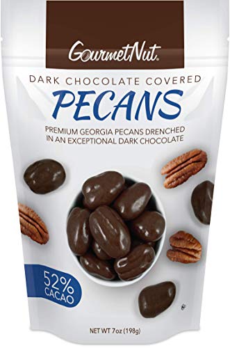 Gourmet Nut Dark Chocolate Covered Pecans, 52% Cacao, Vegan, Non-Dairy, Premium Dark Chocolate, 7 Oz (Pack Of 1)