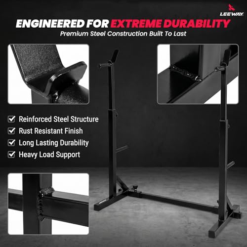 Image of LEEWAY LF101 Squat Rack for Home Gym | Barbell Stand, Power Rack for Bench Press Stand | Weight Bench High Jump Machine | Gym Rack (1, Multi, SQ.LF-101)
