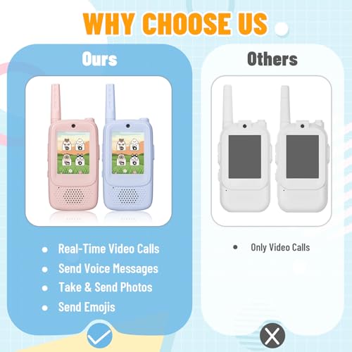 Video Walkie Talkies for Kids, 2 Pack Rechargeable 6-in-1 Video Calling, Long Range, Photo - image 2