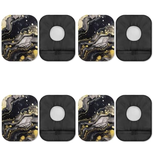 Uorisanigo Colostomy Bag Covers Lightweight Ostomy Bag Covers Black Gold Marble Ostomy Supplies Bag Washable Pouch Liner for Women Men Senior Ostomy Protective Bag Cover 4 Pcs