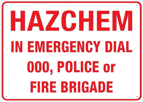 Btbaspa Hazchem in Emergency Dial 8 X 12 Inches Rust Free Aluminum - Uv Protected, Waterproof, Weatherproof and Fade Resistant - 4 Pre-Drilled Holes