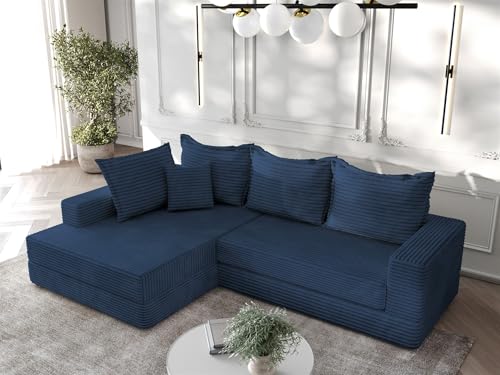 Ecksofa Couchgarnitur Sofa Oskar (Dunkelblau, Seite Links)