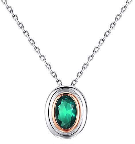 Collier en argent sterling avec pendentif classique ovale vert : cadeau parfait femmes et filles