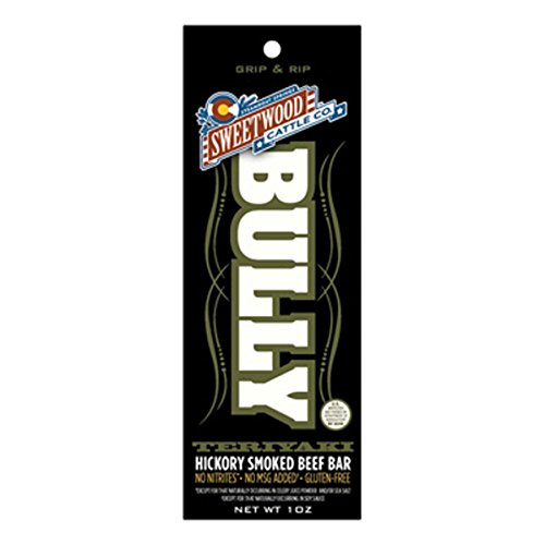 Sweetwood Smokehouse Smoked Beef Stick | Bully Bar | Teriyaki Flavor | 15 Pack of 1 oz Bags | USA Grass Fed Beef | Keto Friendly, Smoked, Gluten Free, High Protein Snack | No Nitrates, No Added MSG