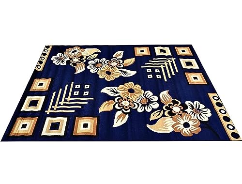 Image of Fine Wool Rectangular Carpet for Living Room, Bedroom and Hall (Color BLUE /3S Size 6 x 8 feet)