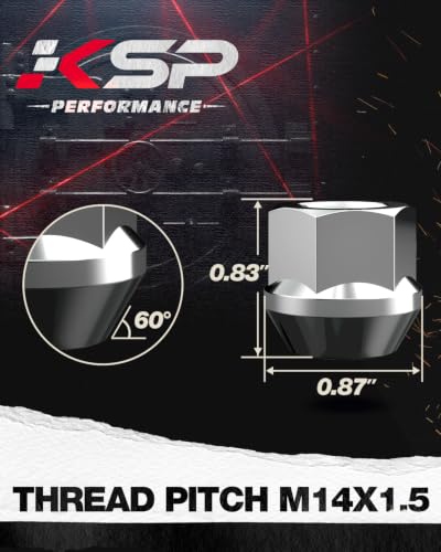 Image of KSP M14X1.5 Open End Acorn Bulge Wheel Lug Nuts, Zinc Finish, 3 /4 inch(19mm) Hex 0.84 inch(21mm) Height Conical Seat 60 Degree for Truck /Tuner Aftermarket Rims Pack 24 pcs, 1 Year Support
