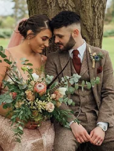 Men's Herringbone Tweed Suits Retro Slim Fit 3 Piece Suit Wool Suits 1920's Themed Wedding Suit4